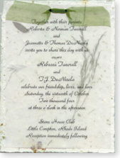 4 and a half by 6 printed on vellum with organza attachment