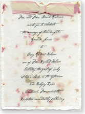 4.5"x6" Printed on vellum attached by silk ribbon