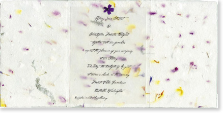 handmade paper invitation 6x12 bifold
