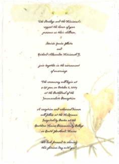 Custom 5x7 Handmade Invitation with organdy ribbon