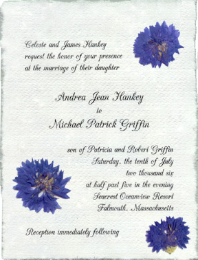 Pressed Bachelor Button Invitation